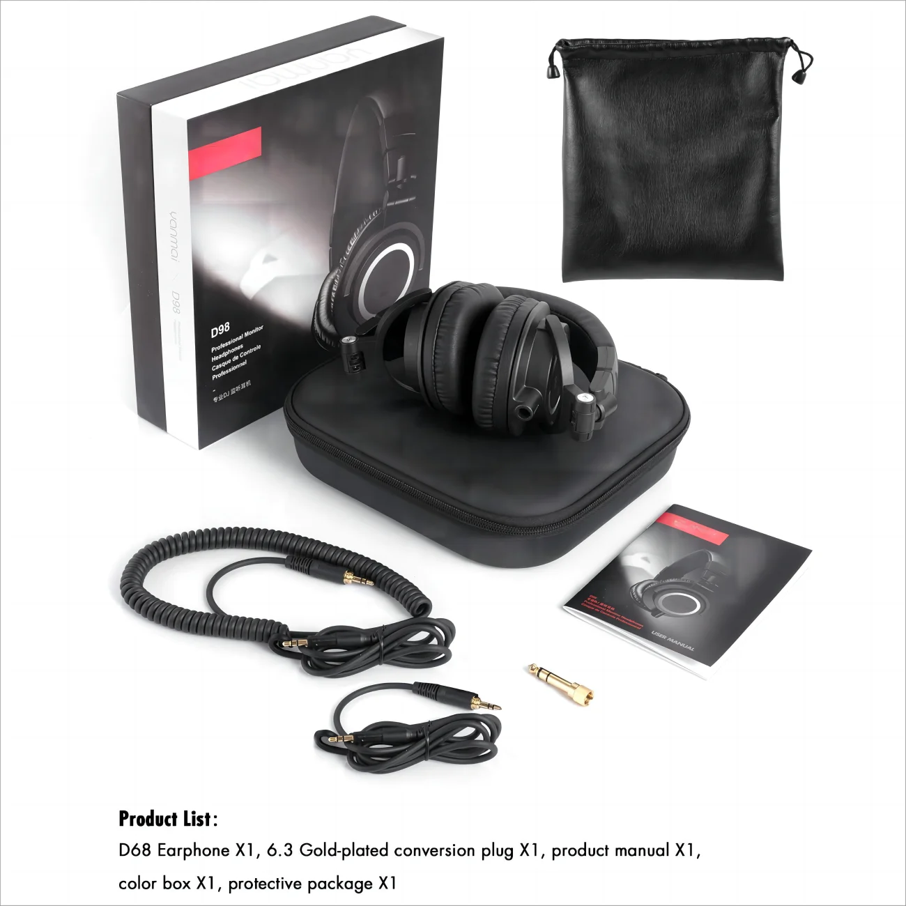 NeoStudio D98 – Auriculares de Estudio Hi-Res para DJ y Grabación