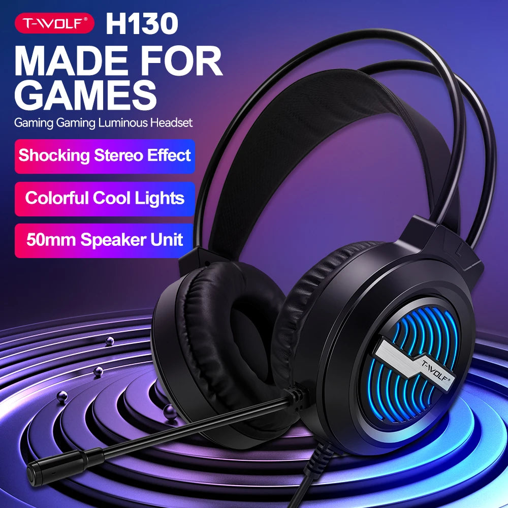 NeoWolf H130 – Headset Gaming RGB 3D Surround con Cancelación de Ruido