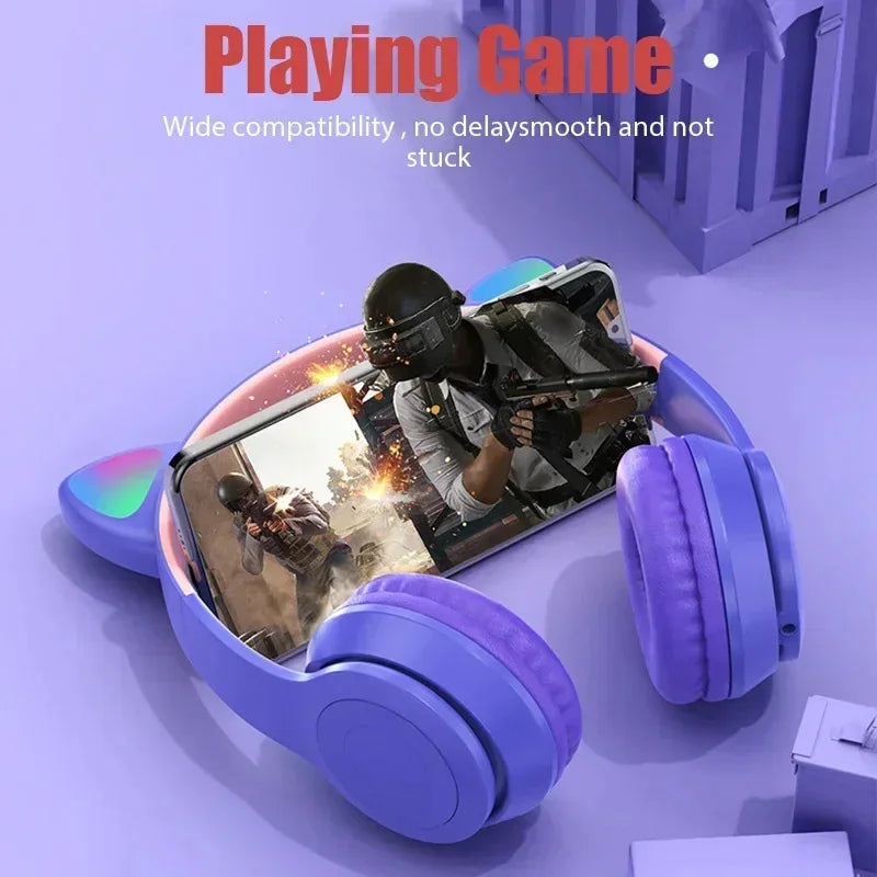PurrBeat P47M – Auriculares Gamer Cat Ears RGB Plegables con Sonido Estéreo y Chip JL para PC y Móvil