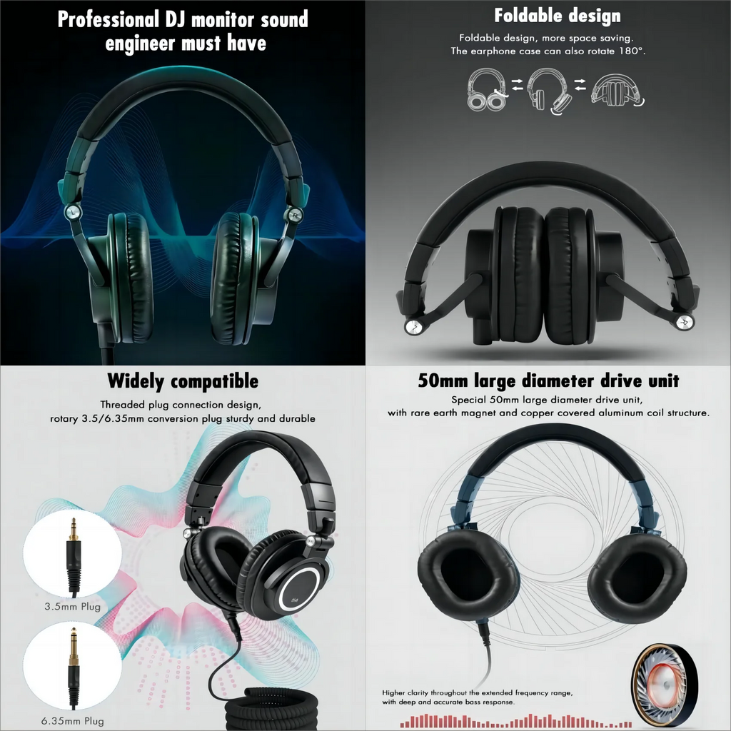NeoStudio D98 – Auriculares de Estudio Hi-Res para DJ y Grabación