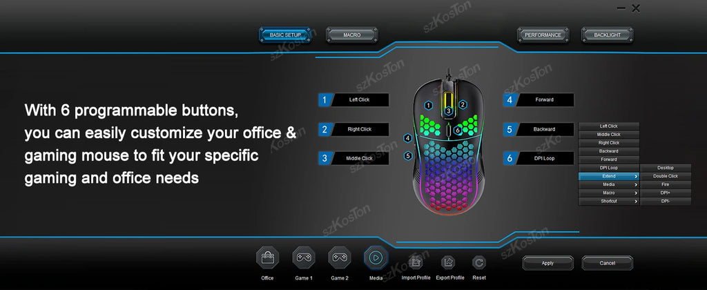 Mouse Gaming RGB 7200 DPI con Diseño Ergonómico