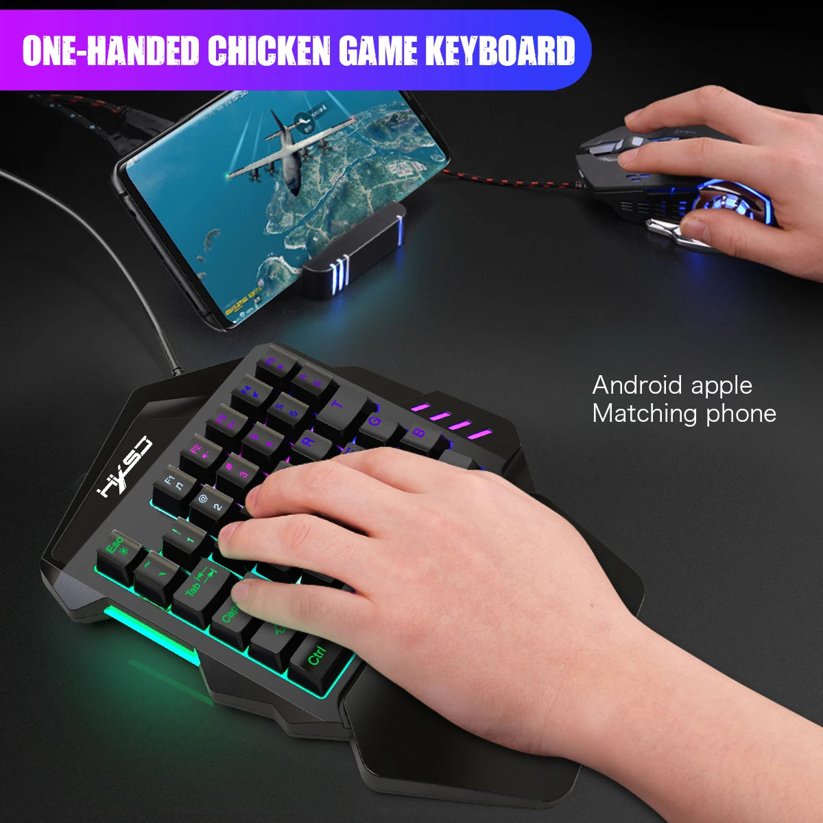 Teclado Gamer Ergonómico de Una Mano para FPS y Streaming