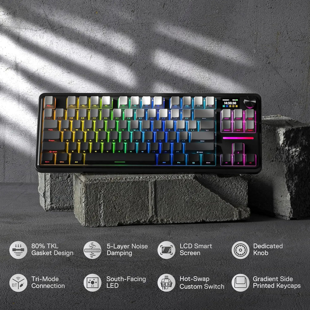 AetherScreen GB80 – Teclado Mecánico RGB con Pantalla TFT y Knob