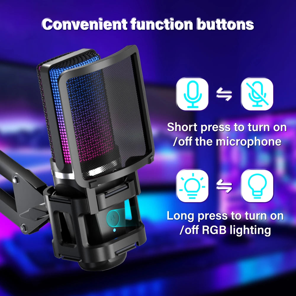 Micrófono Gaming RGB Haomuren con Brazo Articulado