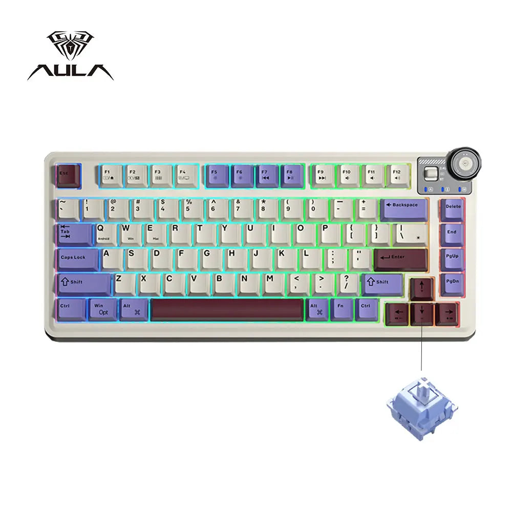 Aether75 AU – Teclado Mecánico Gamer 81 Teclas RGB Tri-Mode con Hotswap