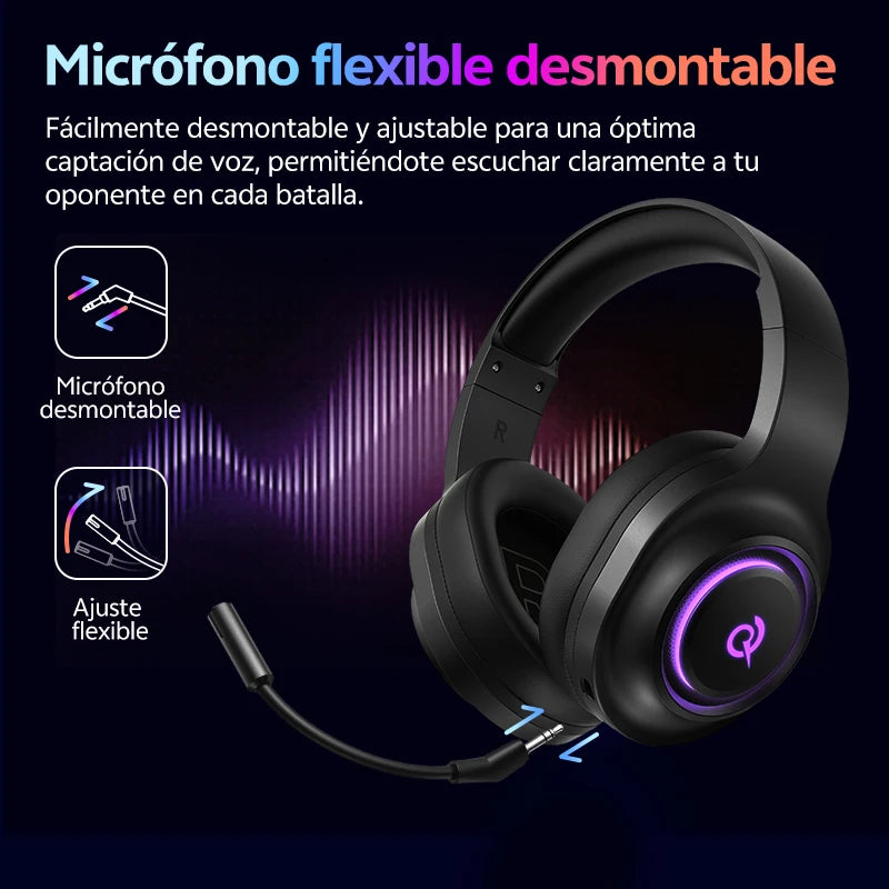 Auriculares Gaming QCY Heroad V200 RGB Bluetooth 6.0