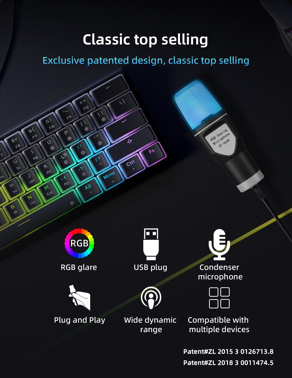 Micrófono Gaming RGB USB con Filtro Anti-Pop