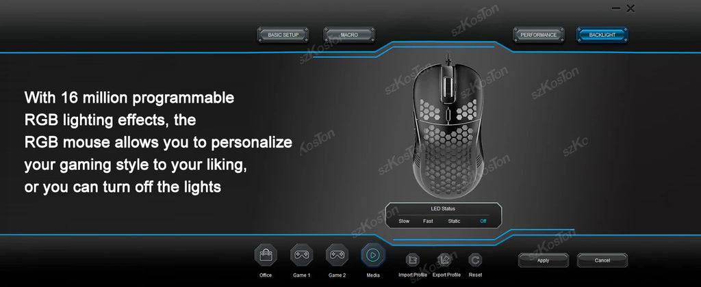 Mouse Gaming RGB 7200 DPI con Diseño Ergonómico