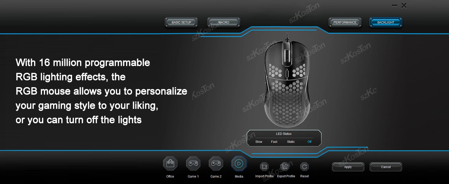 Mouse Gaming RGB 7200 DPI con Diseño Ergonómico