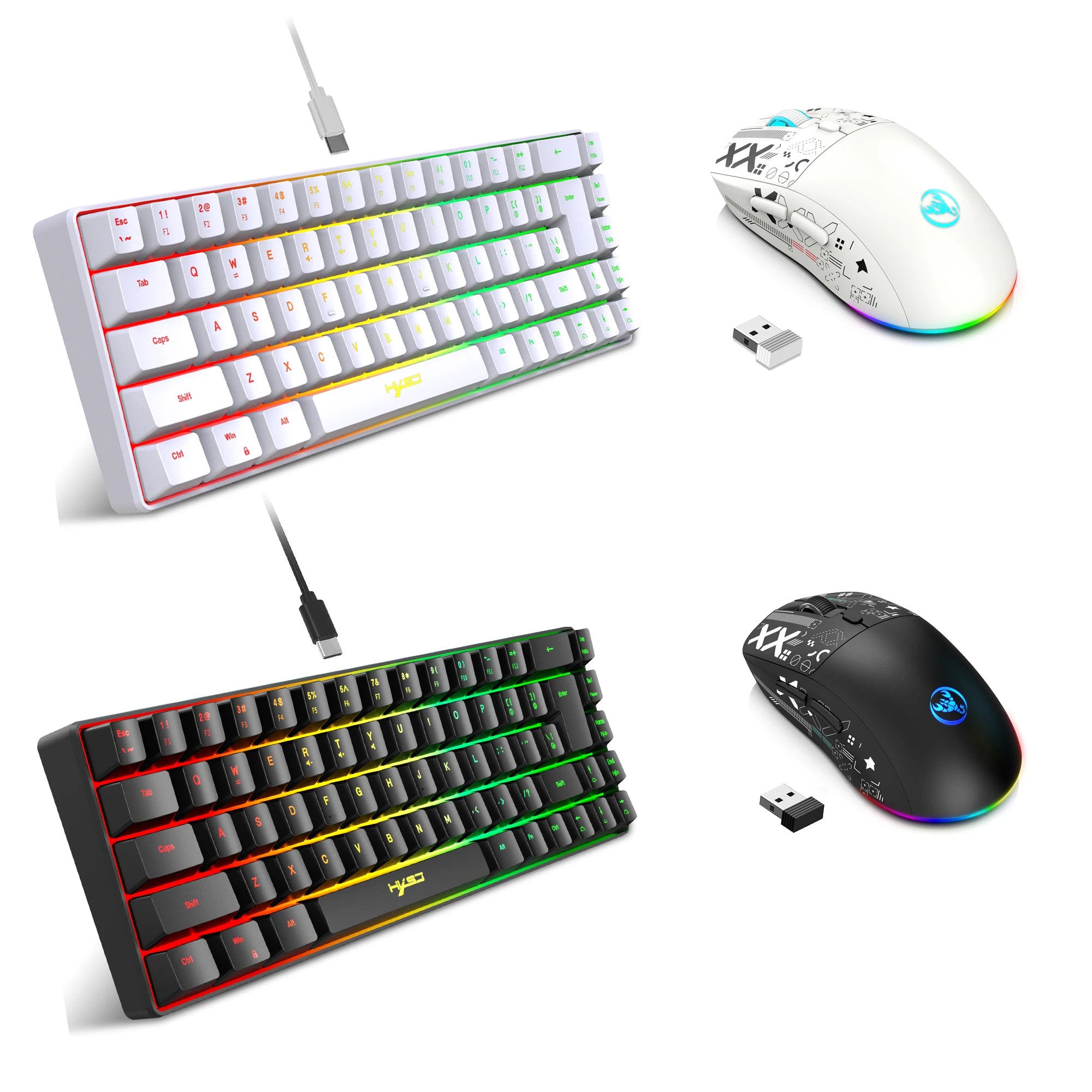 NovaWhite 60 – Combo Gamer RGB Teclado + Mouse