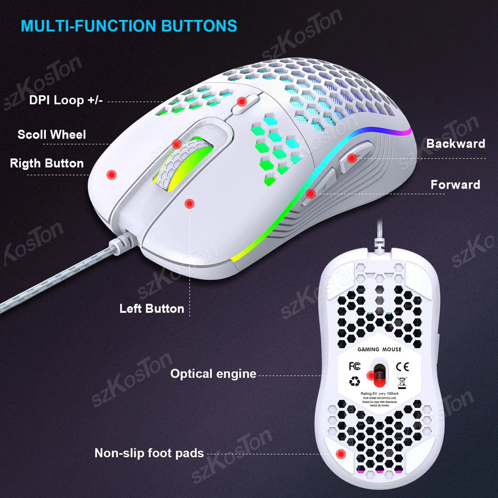 Mouse Gamer Wired con Diseño Cómodo y Alta Precisión