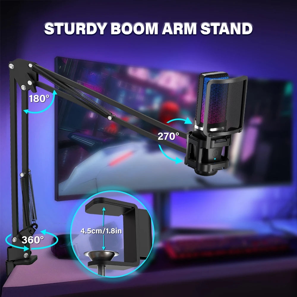 Micrófono Gaming RGB Haomuren con Brazo Articulado