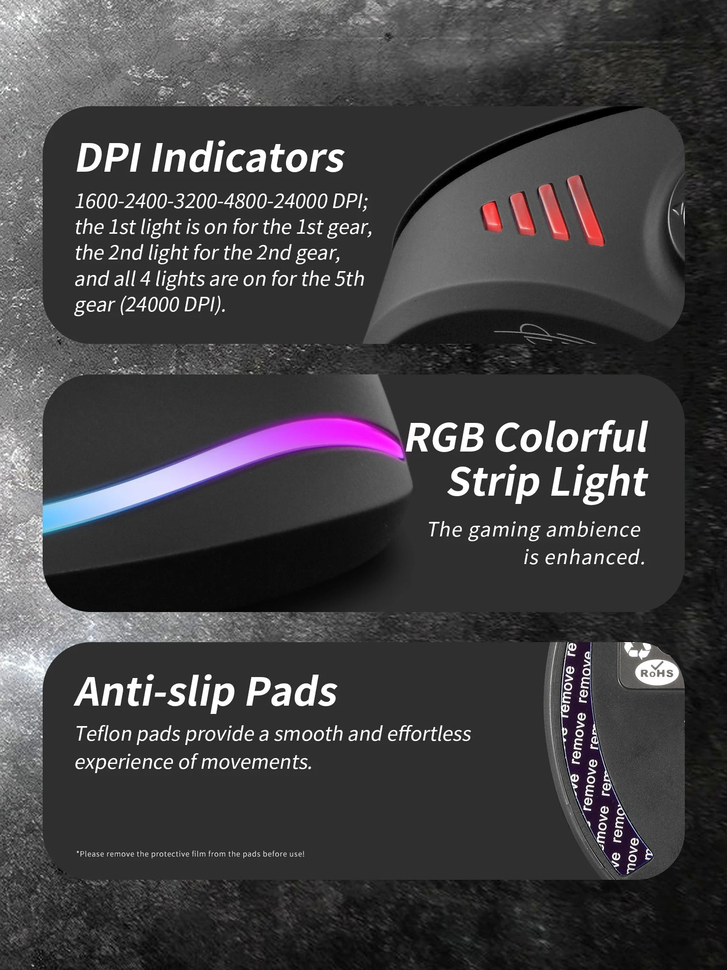 Ratón Gamer RGB Vertical con DPI Ajustable y Cable USB