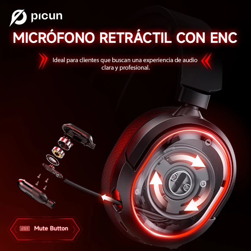 Picun G2 Auriculares Gaming Inalámbricos 7.1