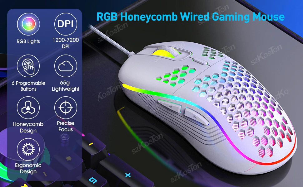 Mouse Gamer Wired con Diseño Cómodo y Alta Precisión