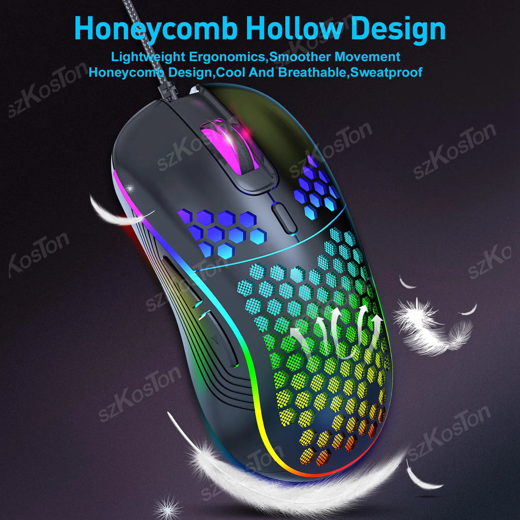 Mouse Gaming RGB 7200 DPI con Diseño Ergonómico