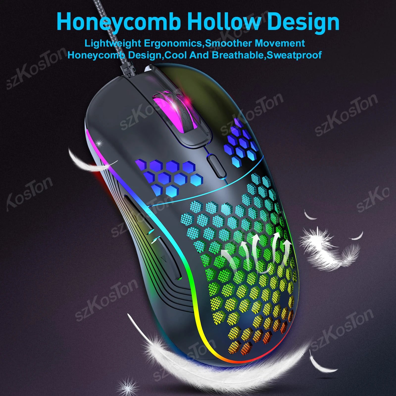 Mouse Gaming RGB 7200 DPI con Diseño Ergonómico