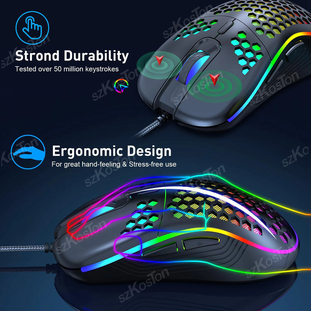 Mouse Gaming RGB 7200 DPI con Diseño Ergonómico