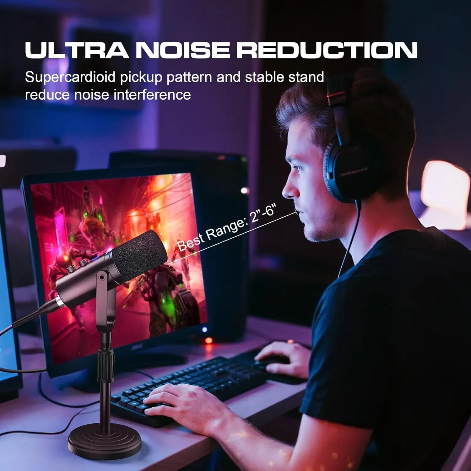 PUPGSIS Dual Dynamic – Micrófono USB/XLR con Mute y Reducción de Ruido