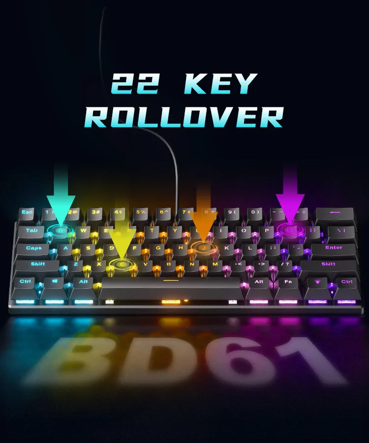 Nova60 White – Teclado Mecánico 60% Gaming Blanco RGB para PC, Laptop y Oficina