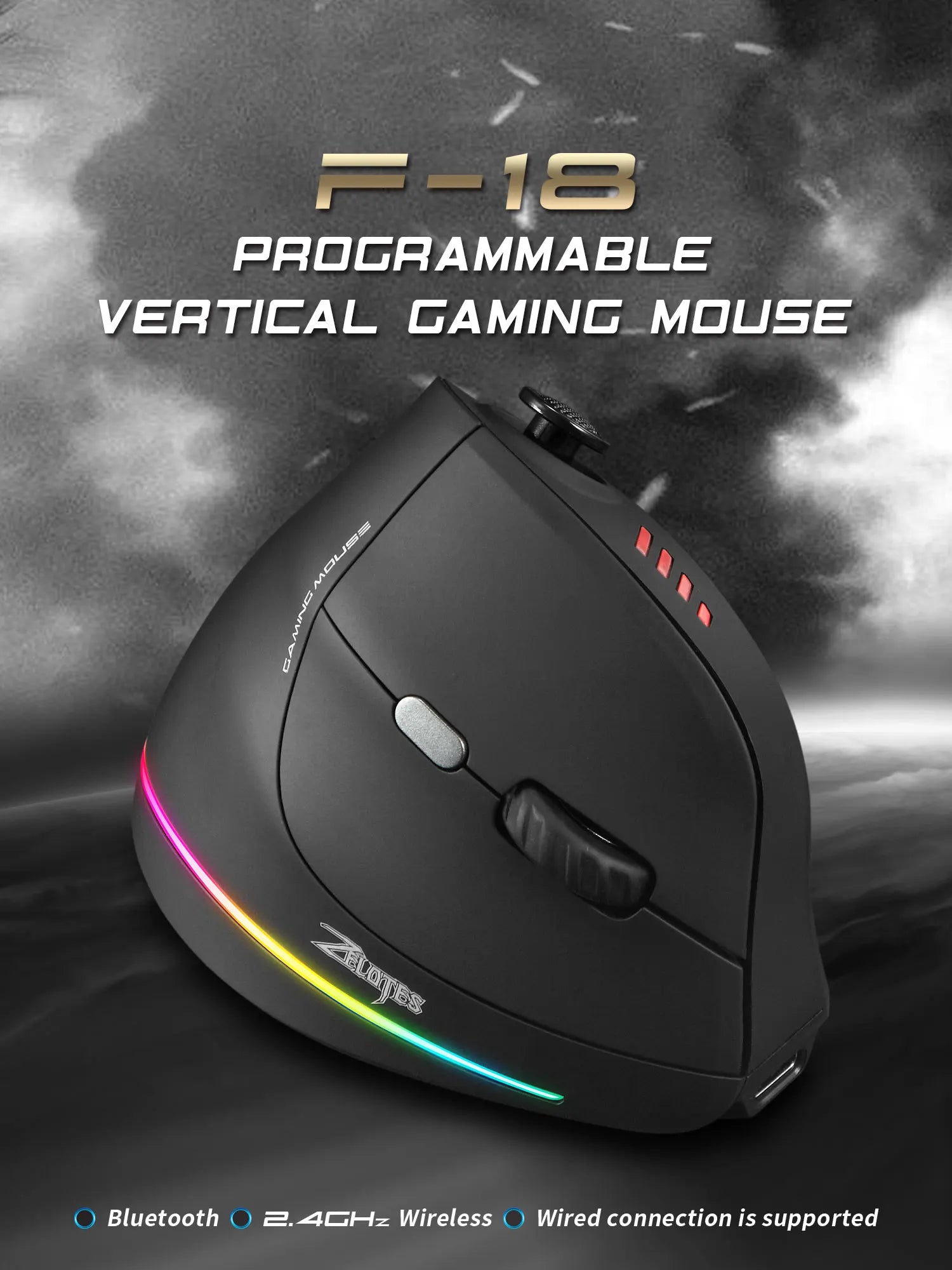Ratón Gamer RGB Vertical con DPI Ajustable y Cable USB