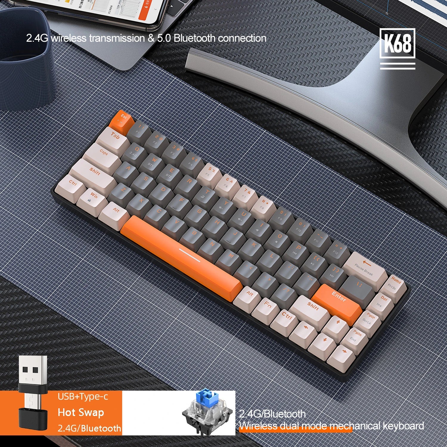 NovaSync K87 – Teclado Mecánico Gamer Wireless RGB con Bluetooth y Hotswap