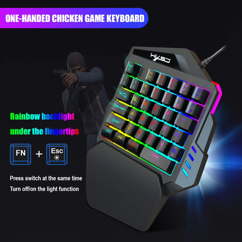 Teclado Gamer Ergonómico de Una Mano para FPS y Streaming