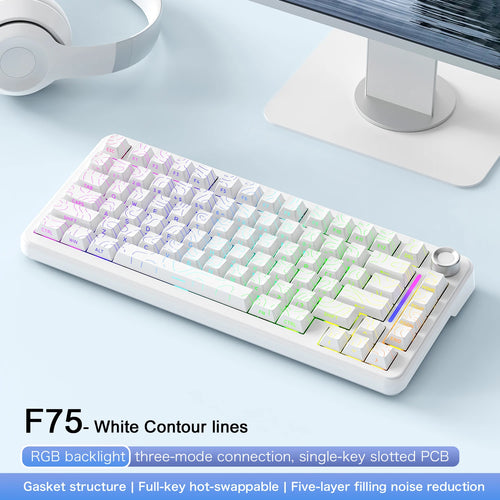 AetherF75 – Teclado Mecánico 75% RGB Tri-Mode Hotswap con Dial Metálico