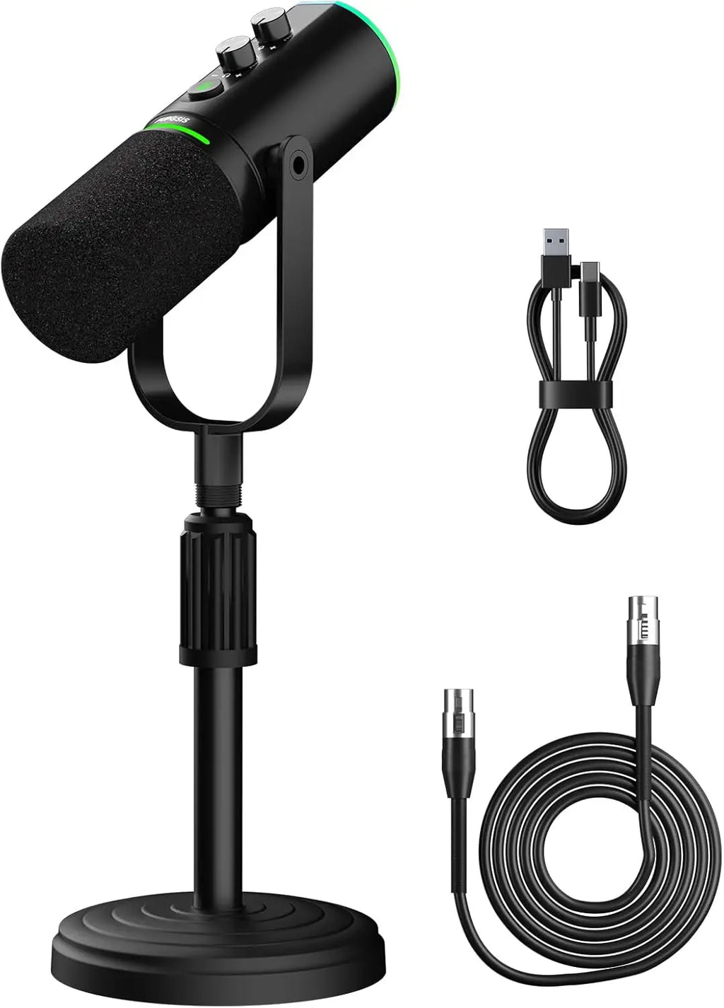 PUPGSIS Dual Dynamic – Micrófono USB/XLR con Mute y Reducción de Ruido