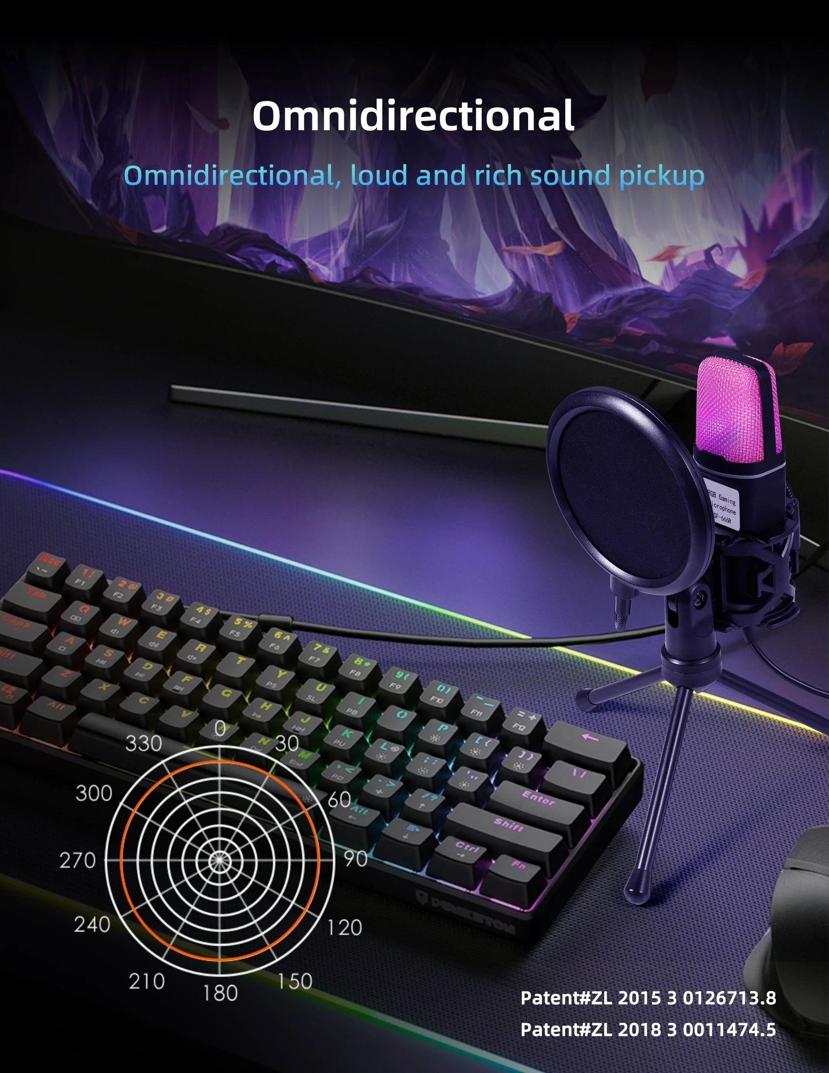 Micrófono Gaming RGB USB con Filtro Anti-Pop