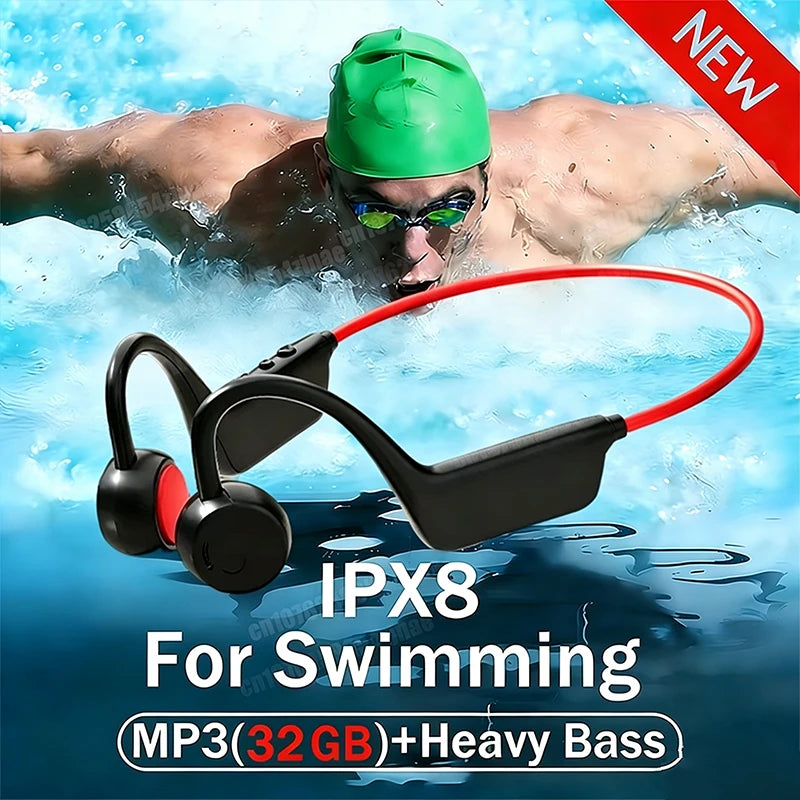 Auriculares Bluetooth 5.4 de Conducción Ósea para Natación y Deporte IPX8