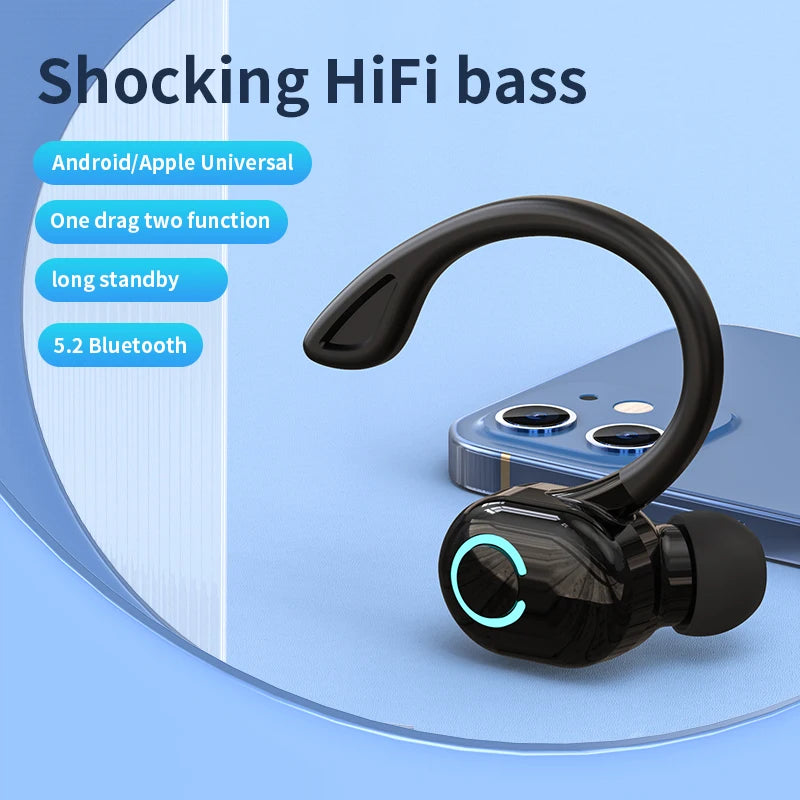 AeroBass Hook – Auriculares Bluetooth Deportivos con Gancho, Graves Potentes y Micrófono HD