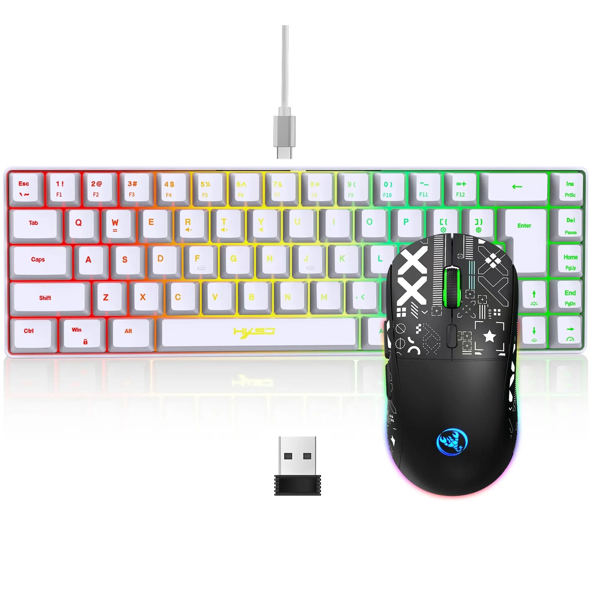 NovaWhite 60 – Combo Gamer RGB Teclado + Mouse