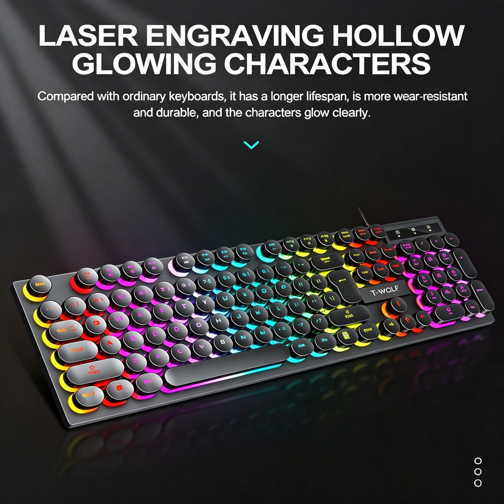 RetroType RGB – Teclado Gamer Vintage + Mouse