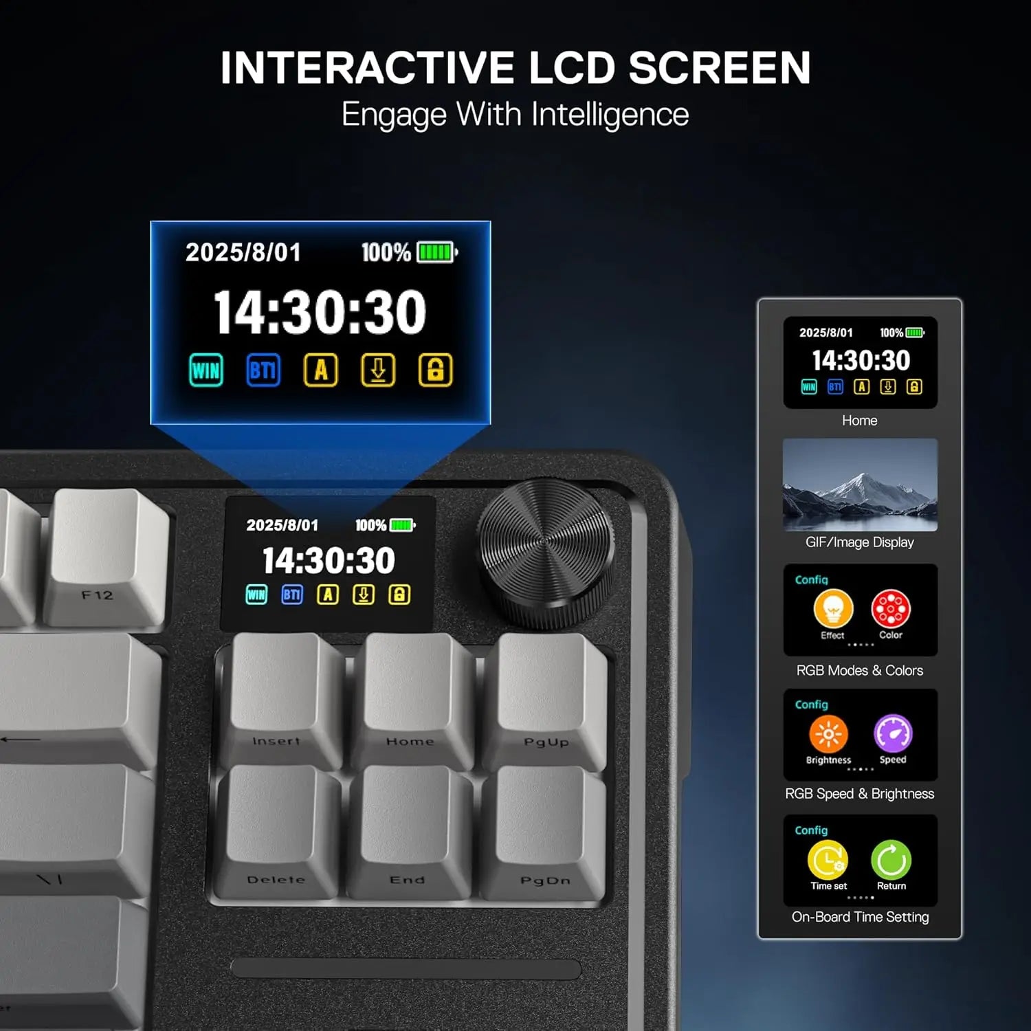 AetherScreen GB80 – Teclado Mecánico RGB con Pantalla TFT y Knob