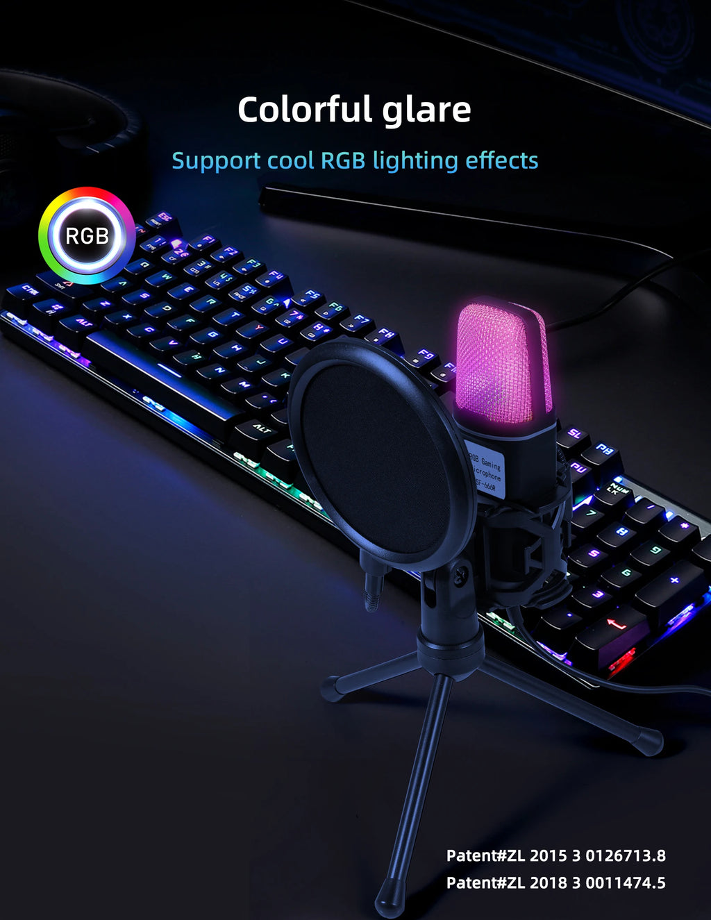 Micrófono Gaming RGB USB con Filtro Anti-Pop