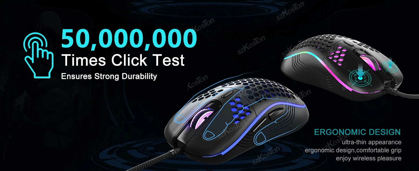 Mouse Gaming RGB 7200 DPI con Diseño Ergonómico