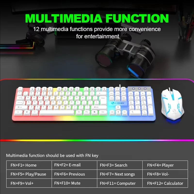 TitanX GTX350 – Combo Gamer Teclado y Mouse RGB con Iluminación LED para PC y Laptop