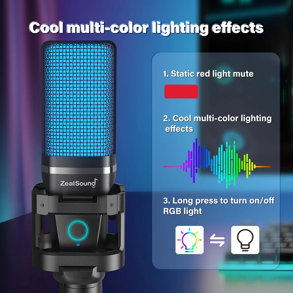 Micrófono Gaming RGB Haomuren con Brazo Articulado