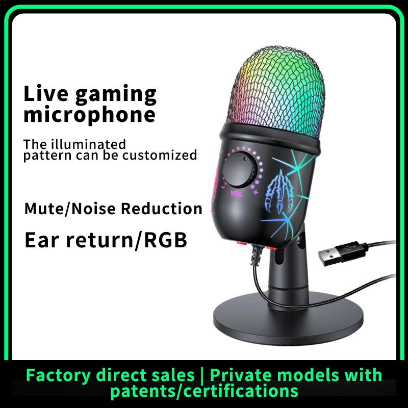 StudioMonitor RGB – Mic USB con Cancelación de Ruido y Jack