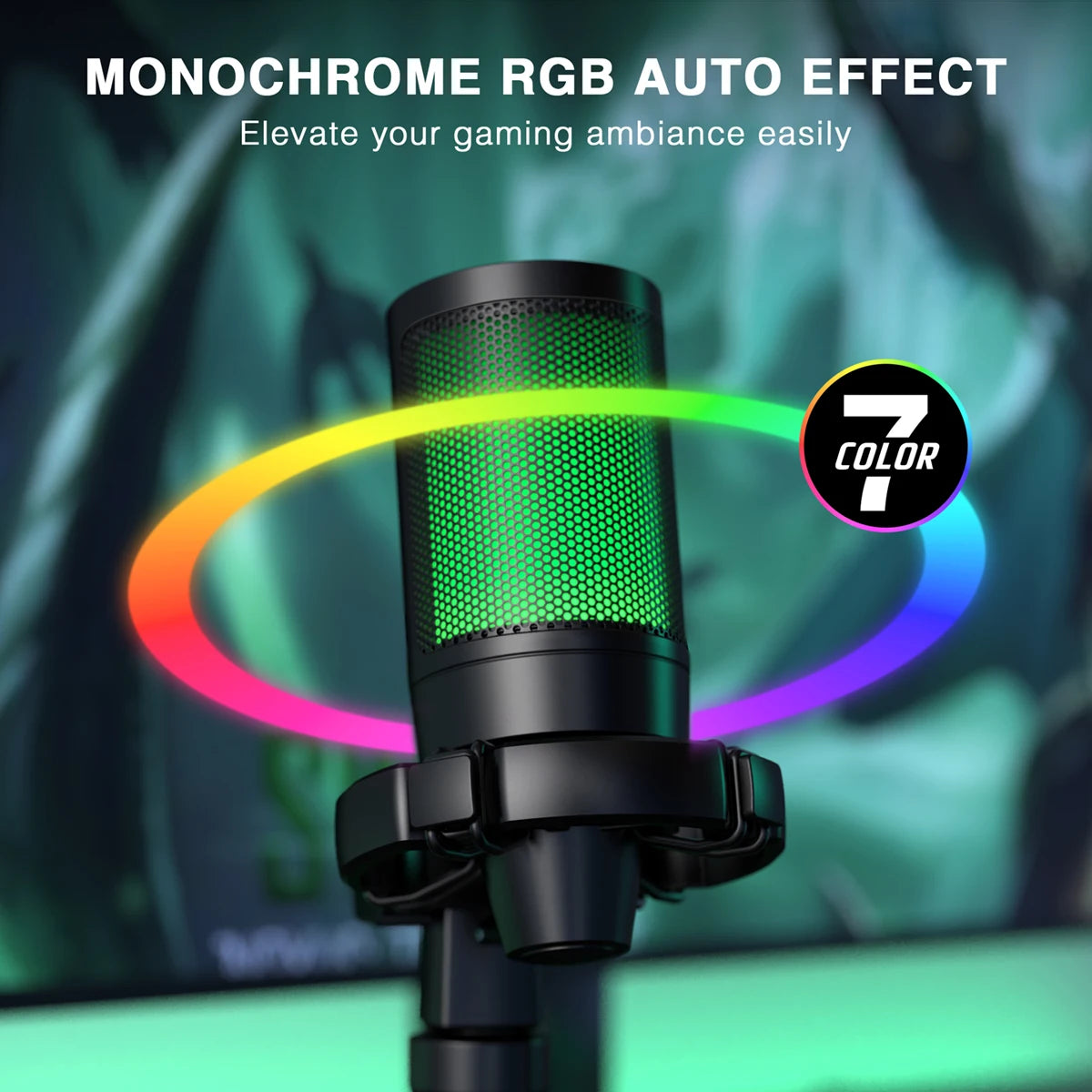 Micrófono Gaming RGB AmpliGame A2 con Trípode