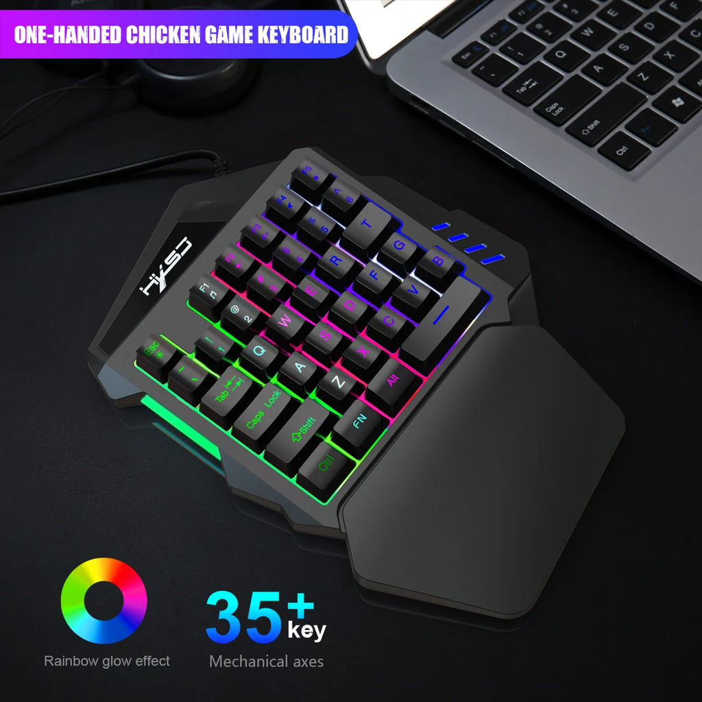 Teclado Gamer Ergonómico de Una Mano para FPS y Streaming