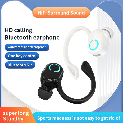 AeroBass Hook – Auriculares Bluetooth Deportivos con Gancho, Graves Potentes y Micrófono HD