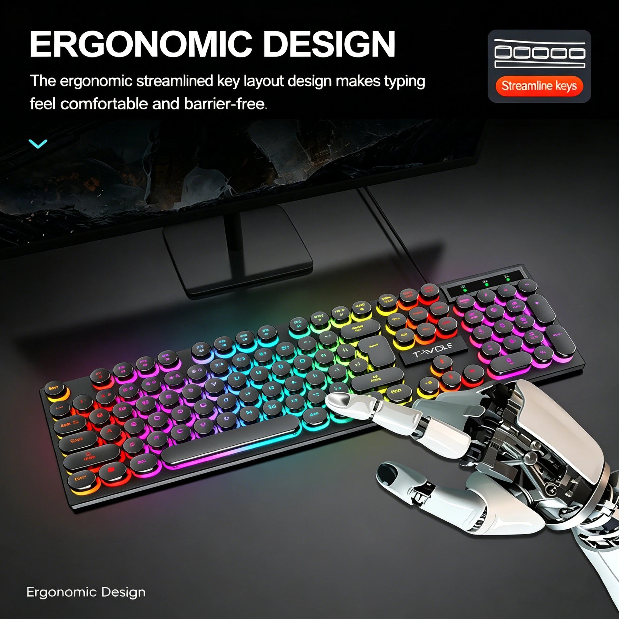 RetroType RGB – Teclado Gamer Vintage + Mouse