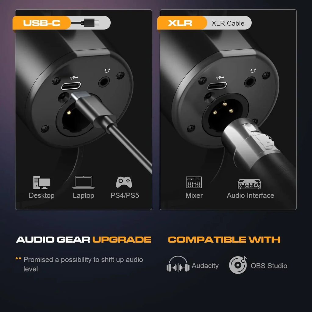 PUPGSIS Dual Dynamic – Micrófono USB/XLR con Mute y Reducción de Ruido