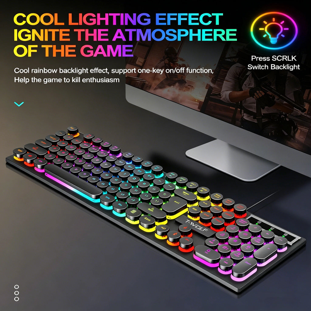 RetroType RGB – Teclado Gamer Vintage + Mouse