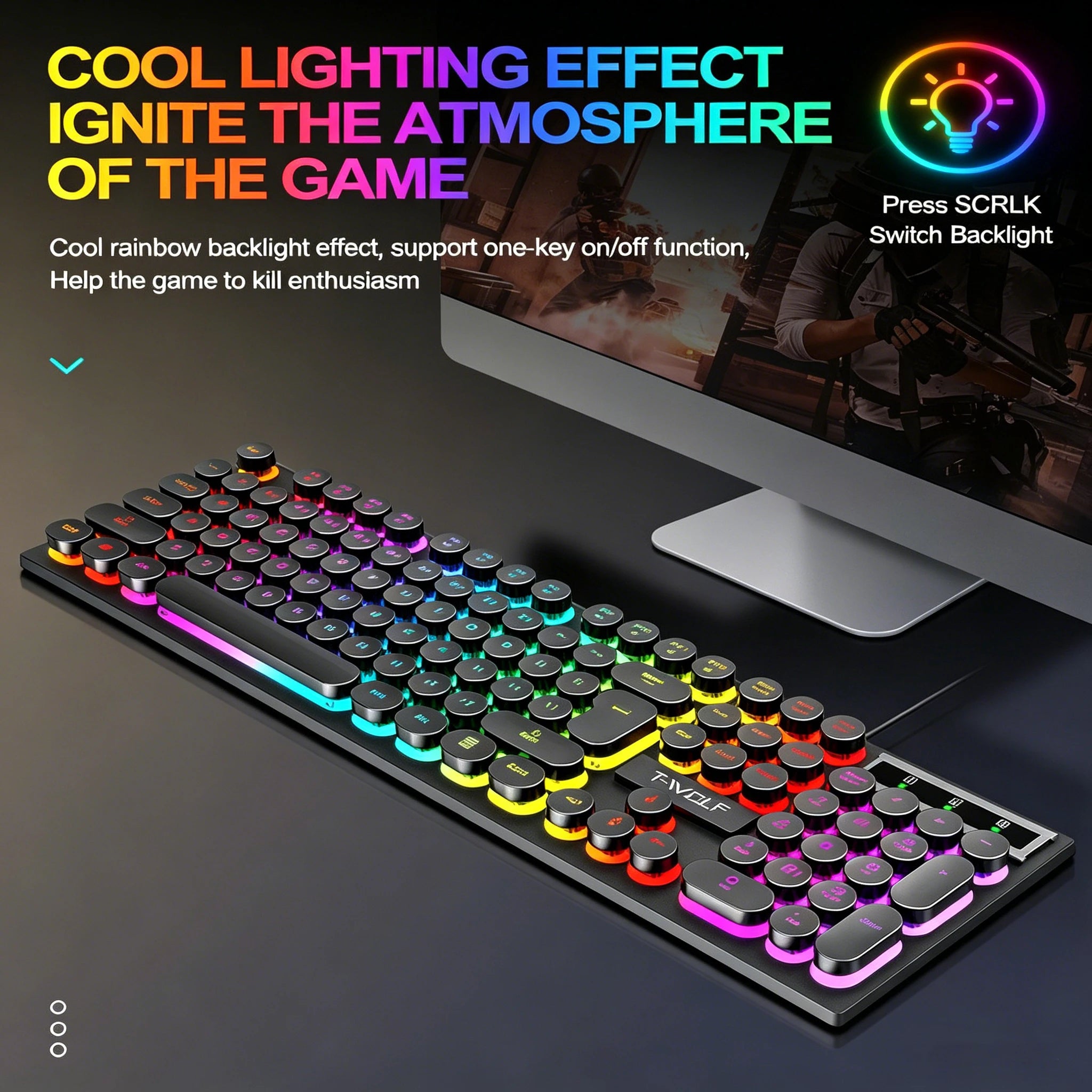 RetroType RGB – Teclado Gamer Vintage + Mouse