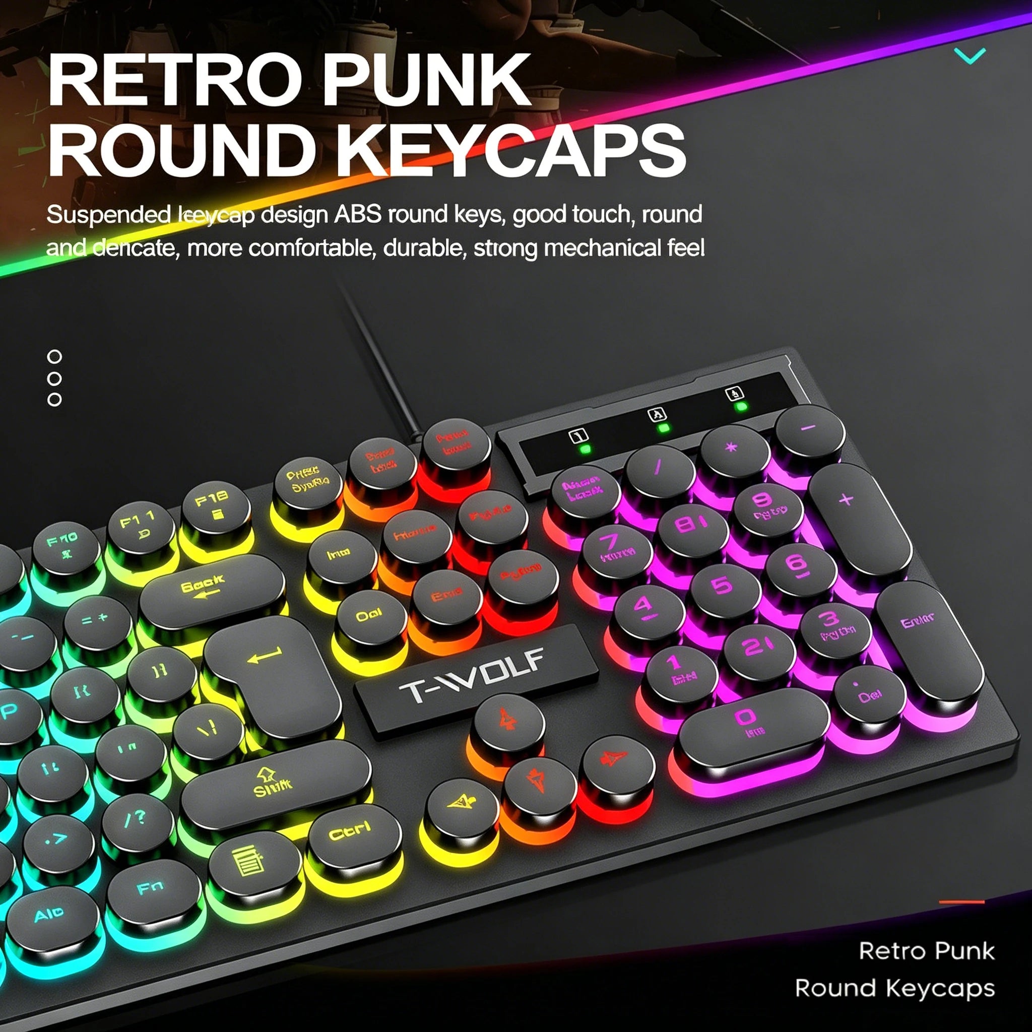 RetroType RGB – Teclado Gamer Vintage + Mouse