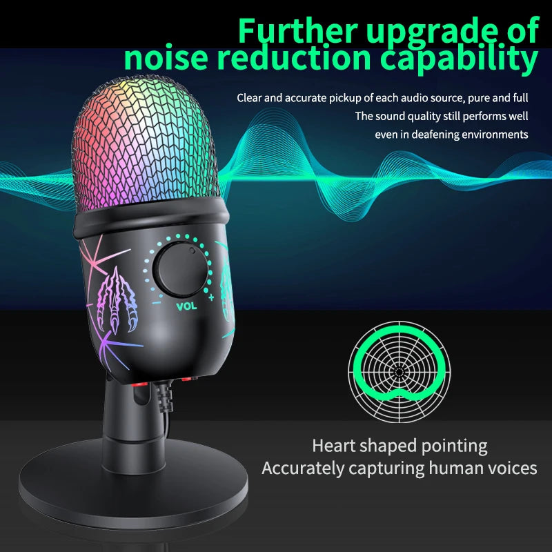 StudioMonitor RGB – Mic USB con Cancelación de Ruido y Jack