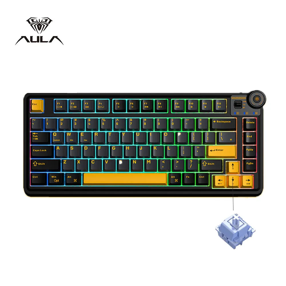 Aether75 AU – Teclado Mecánico Gamer 81 Teclas RGB Tri-Mode con Hotswap